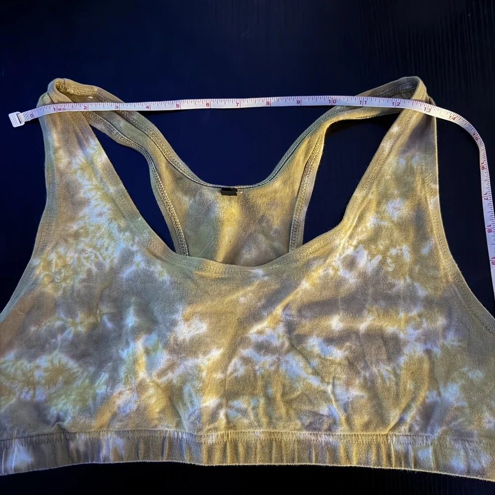 Aquadelics Tie Dye Y2K Desert Hippie Boho Grunge Earthy Mustard Sz XL Sports Bra - Picture 7 of 10